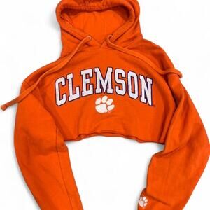 Clemson Tigers Cropped Hoodie Orange College Sweatshirt Y2K